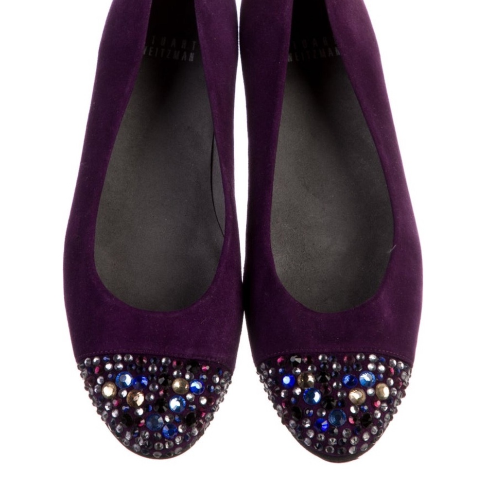 Stuart Weitzman Women’s Purple Crystal Embellishments Flats Size 8